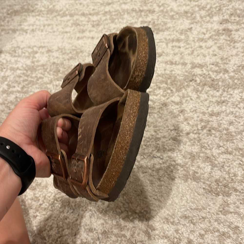 Birkenstock Brown Leather Two-Strap Sandals - Picture 8 of 13